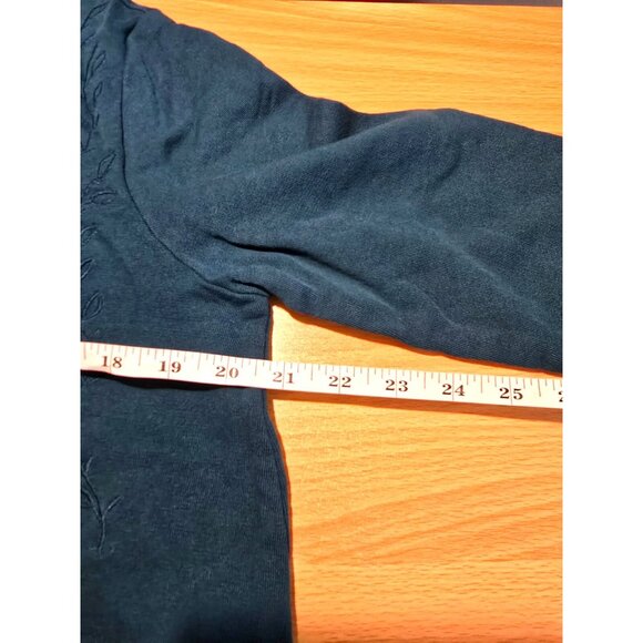 Loft Womens sz L green long sleeve embroidery floral sweater 100% Cotton - Picture 4 of 12